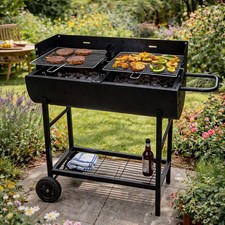 Charcoal BBQ Grill Half Barrel